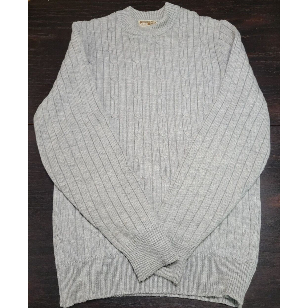 Vintage 60s Montgomery Ward Cable Knit Sweater Men’s Large Gray